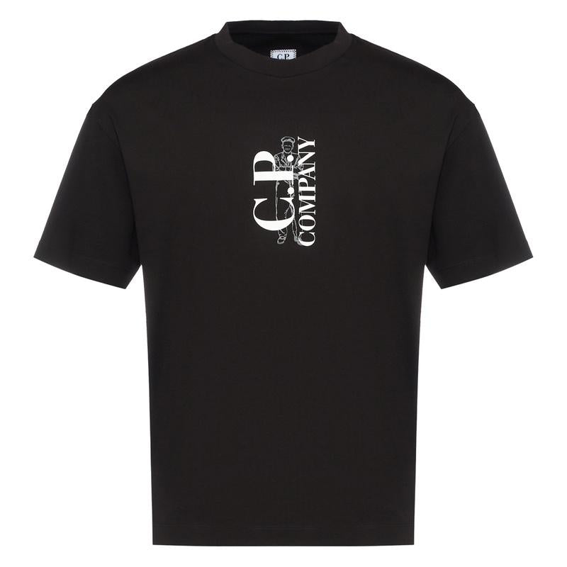 CP Company Logo Print Men’s Short Sleeve T-Shirt Black Cotton