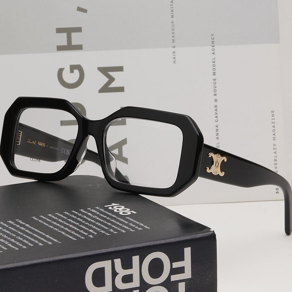 CELINE Triomphe Rectangular Black Bold Acetate Eyeglass Frames Unisex