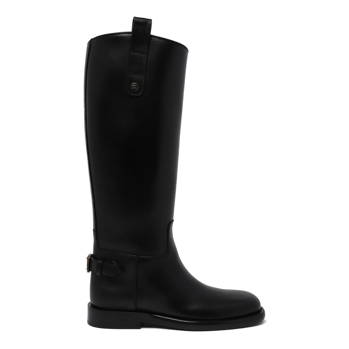 BURBERRY Black Leather Knee-High Long Boots