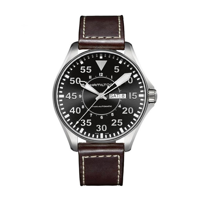 Hamilton Khaki Aviation Pilot Black Leather Men’s Watch H64715535