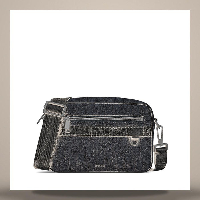 DIOR Black Dior Oblique Jacquard Safari Strap Crossbody Bag