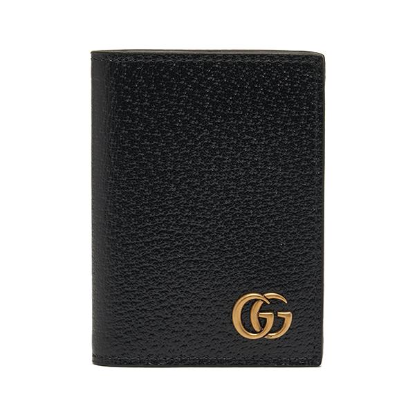 GUCCI Black Leather Marmont GG Card Holder Wallet