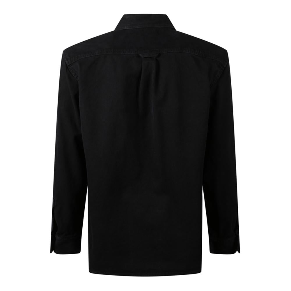 STONE ISLAND Organic Cotton Satin Concealed Zip Regular Fit Overshirt Black