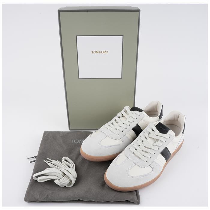 TOM FORD Suede Smooth Leather T Low-Top Sneakers