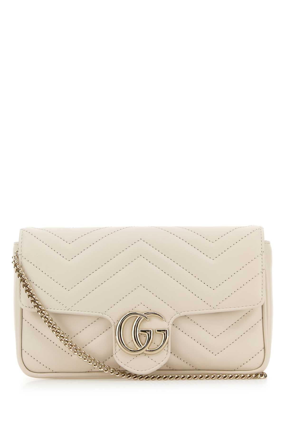 GUCCI Leather Shoulder Crossbody Bag White