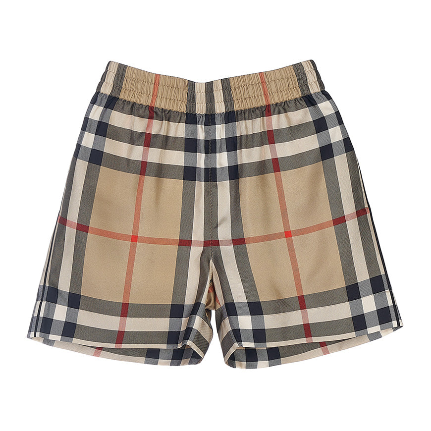 BURBERRY Women's Checked Silk Shorts 8052748 W TAWNEY A7028