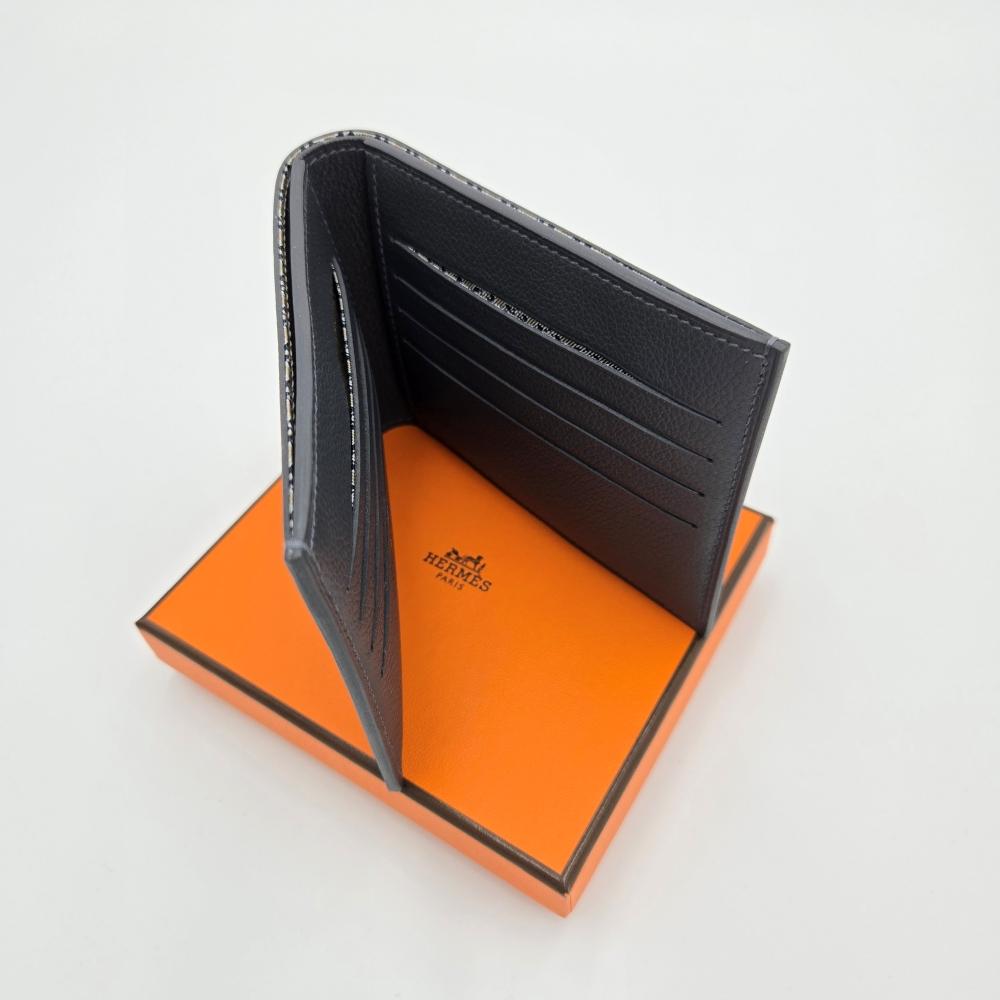HERMES Evercolor Ardoise Citizen Twill Men’s Bifold Wallet