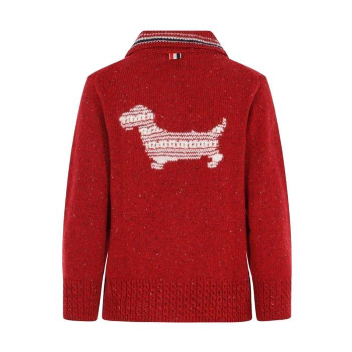 THOM BROWNE Donegal Hector Pointelle Dog Cardigan