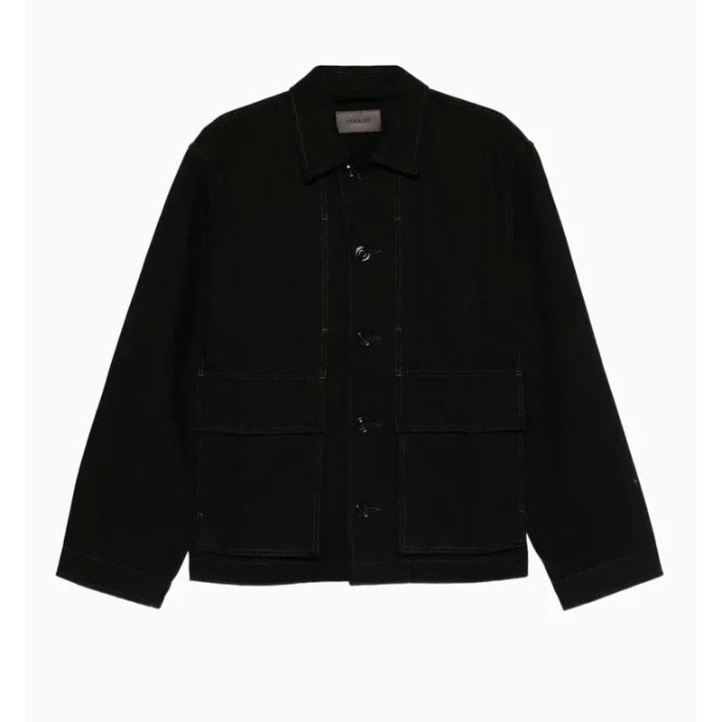 Lemaire Men’s Black Boxy Button-Front Collar Jacket OW1223 LD1055 999