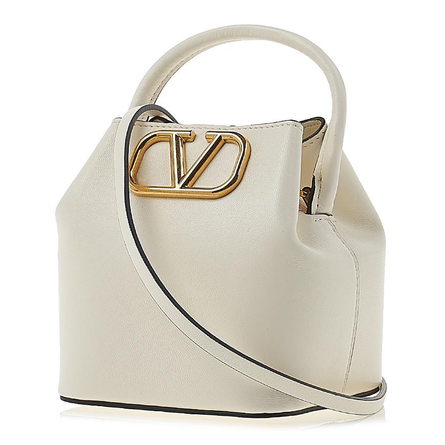 VALENTINO VLogo Micro Bucket Bag Leather Shoulder Bag Black