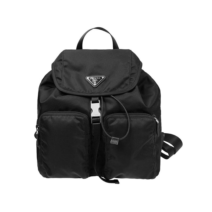 PRADA Black Nylon Triangle Logo Backpack
