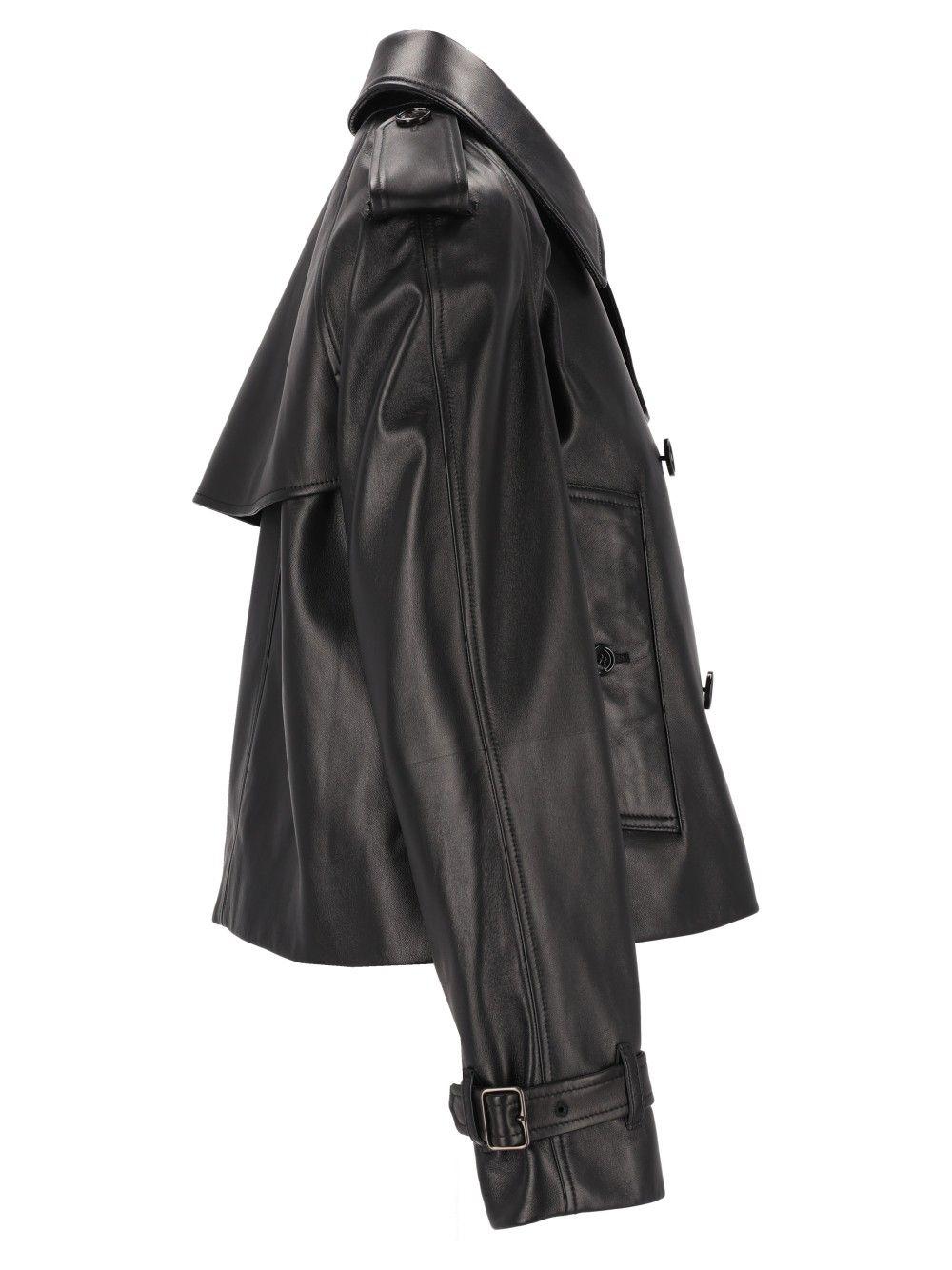 BURBERRY Black Leather Moto Jacket for Women