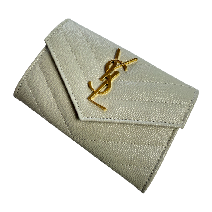 Saint Laurent Cream Monogram Flap Small Wallet for Women
