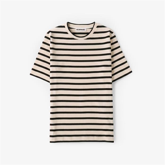 JIL SANDER Logo Patch Stripe Women’s Short Sleeve T-Shirt