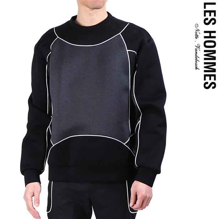 Les Hommes Black Cotton Crewneck Sweatshirt for Men
