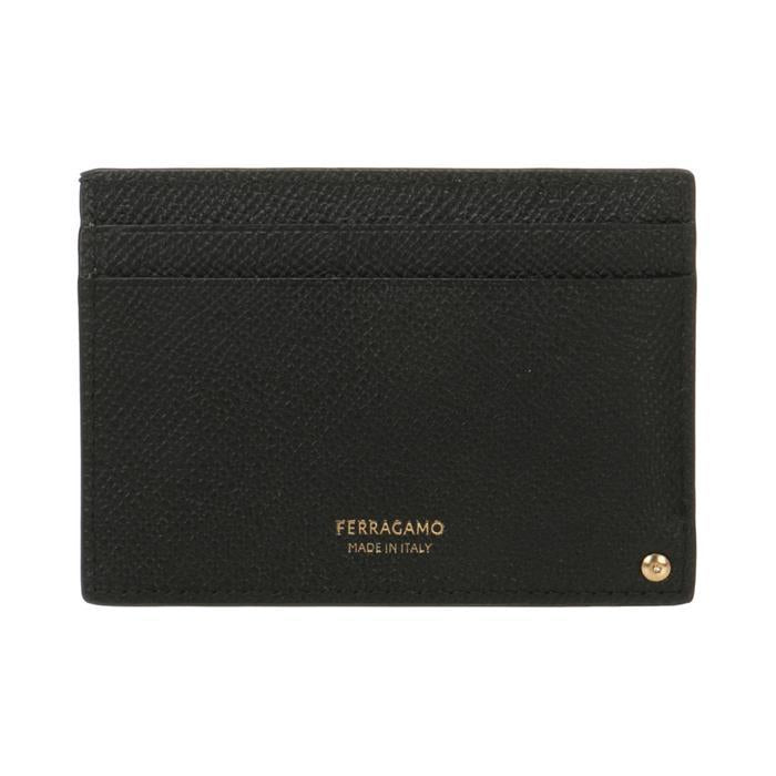 Ferragamo Gancini Leather Card Holder Black Card Wallet