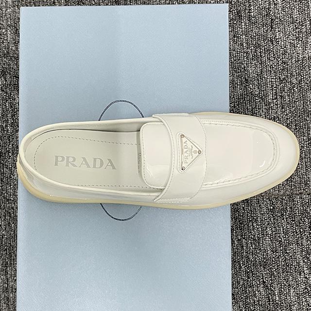 PRADA Women's Patent Leather Triangle Logo Loafers 1D222N 069 F0009