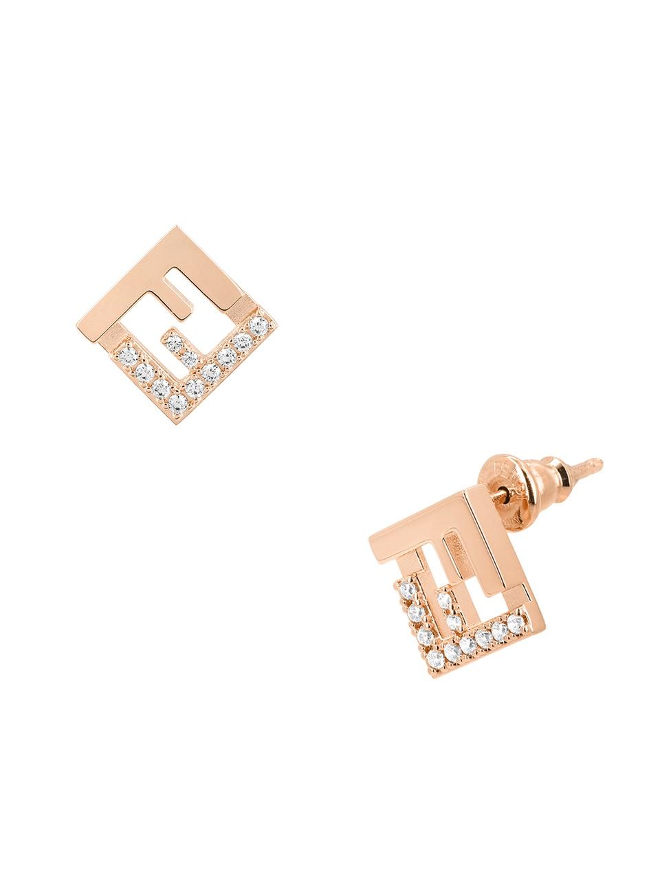 FENDI Gold-Tone Logo Hoop Earrings for Women 8AL294 ATEP F15IG