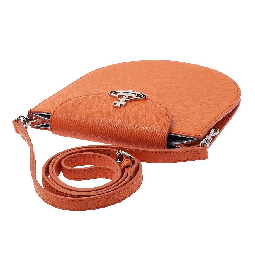 Vivienne Westwood Saffiano Half Moon Saddle Crossbody Bag Women Navy