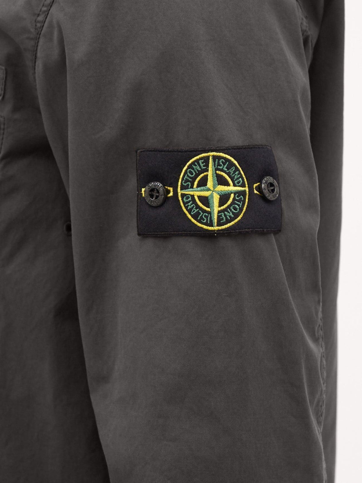 STONE ISLAND Logo Patch Cotton Canvas Zip Overshirt Jacket 761512619