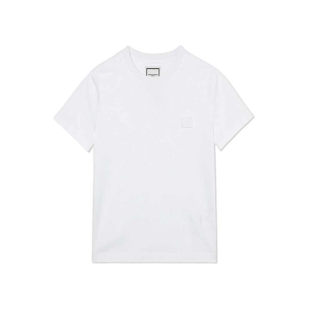 WOOYOUNGMI Beaded Back Logo Badge Short Sleeve T-Shirt White Women M233TS09 701W