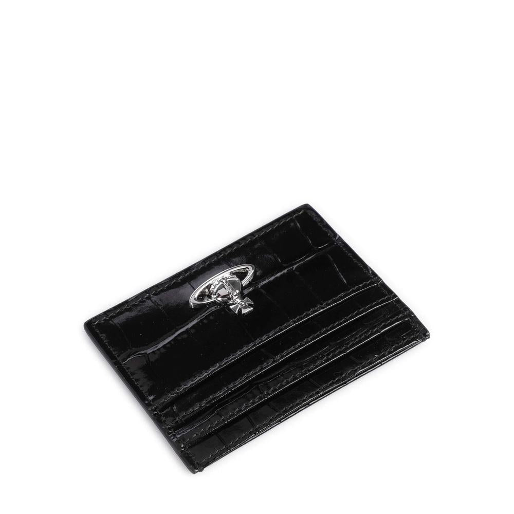 Vivienne Westwood Crocodile Embossed Leather Card Holder Black