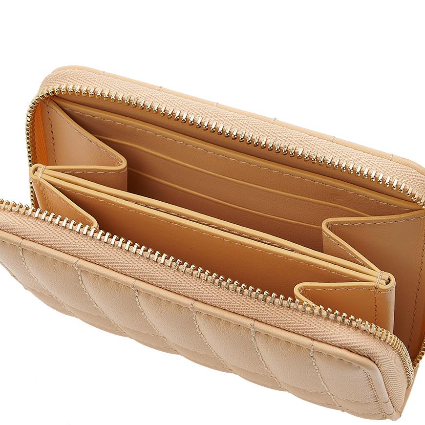 BURBERRY Lola Zip Card Wallet Leather Beige Women’s