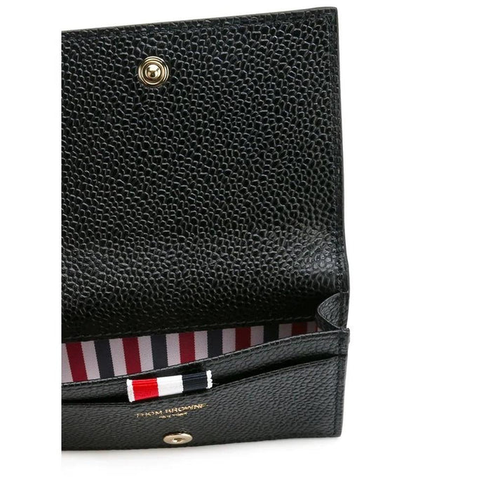 THOM BROWNE Pebble Grain Leather Card Holder Black Unisex