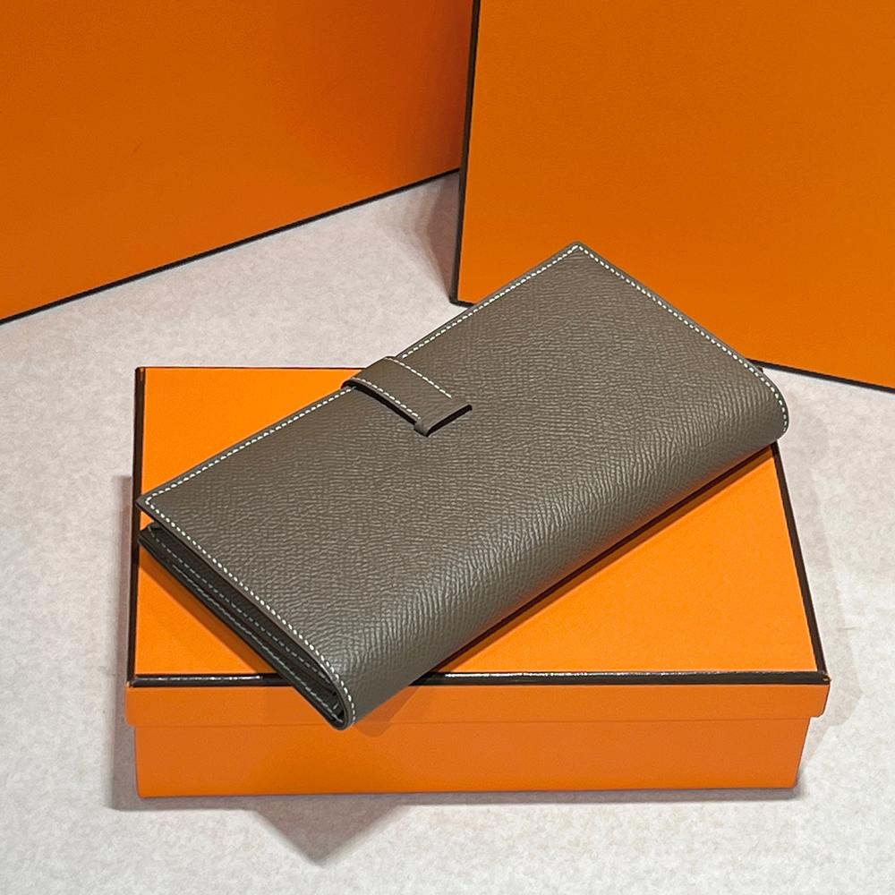 HERMES Béarn Long Wallet Epsom Etoupe Palladium Hardware