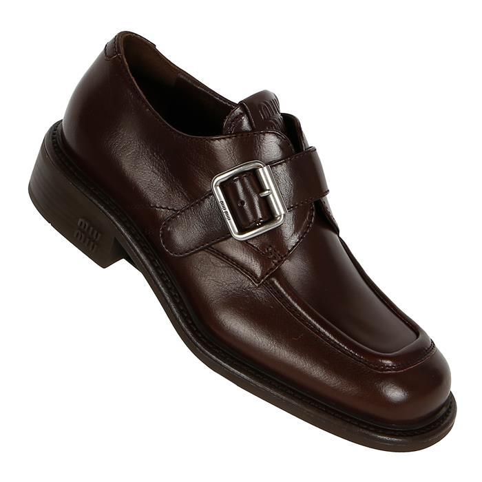 Miu Miu Black Leather Brogue Derby Shoes