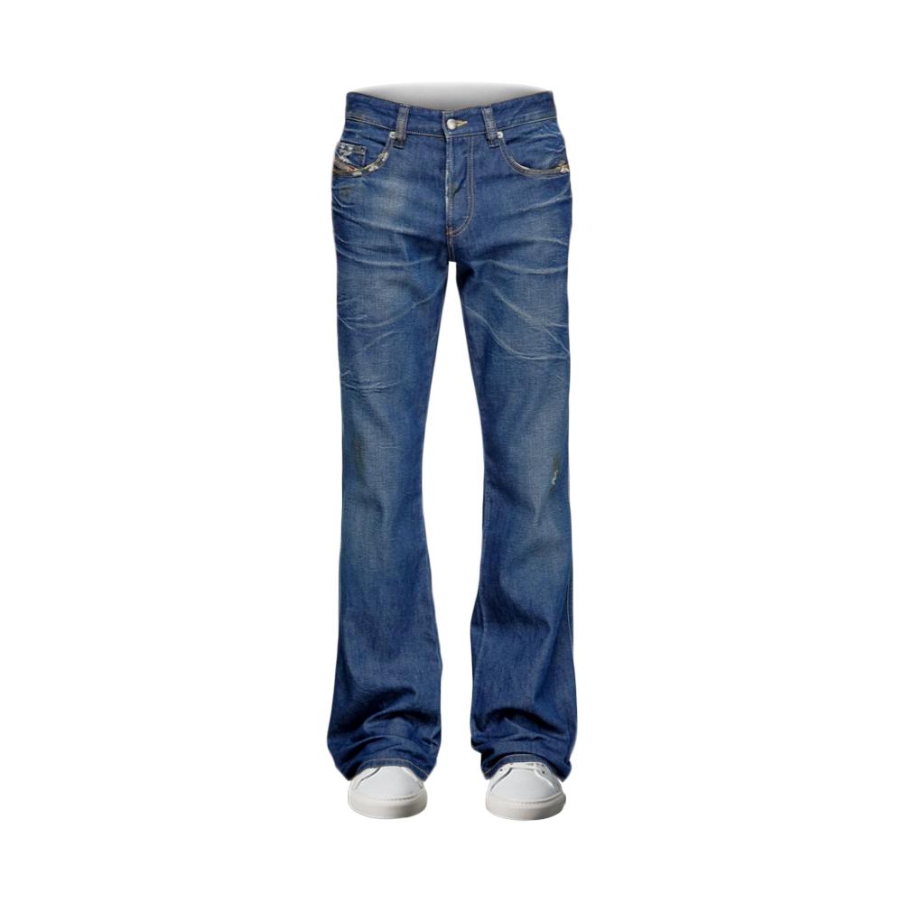 DIESEL Blue Bootcut Denim Shorts Regular Fit Mid Waist A12218 09M60 01