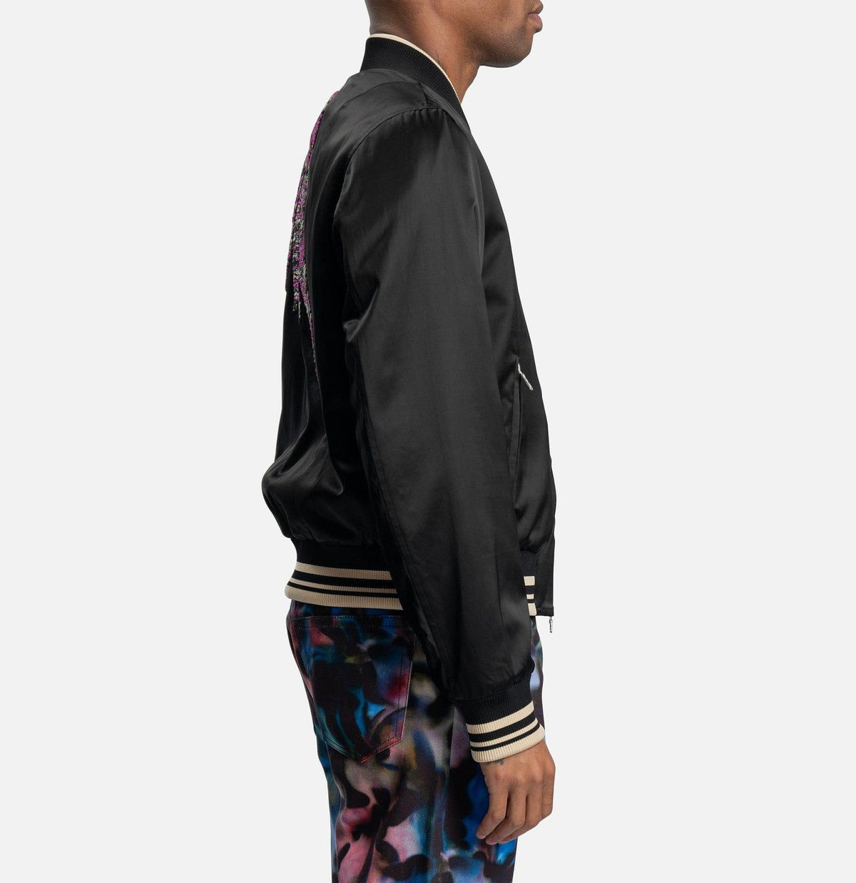 Dries Van Noten Men's Black Embroidered Bomber Jacket 231 020520 6190 900