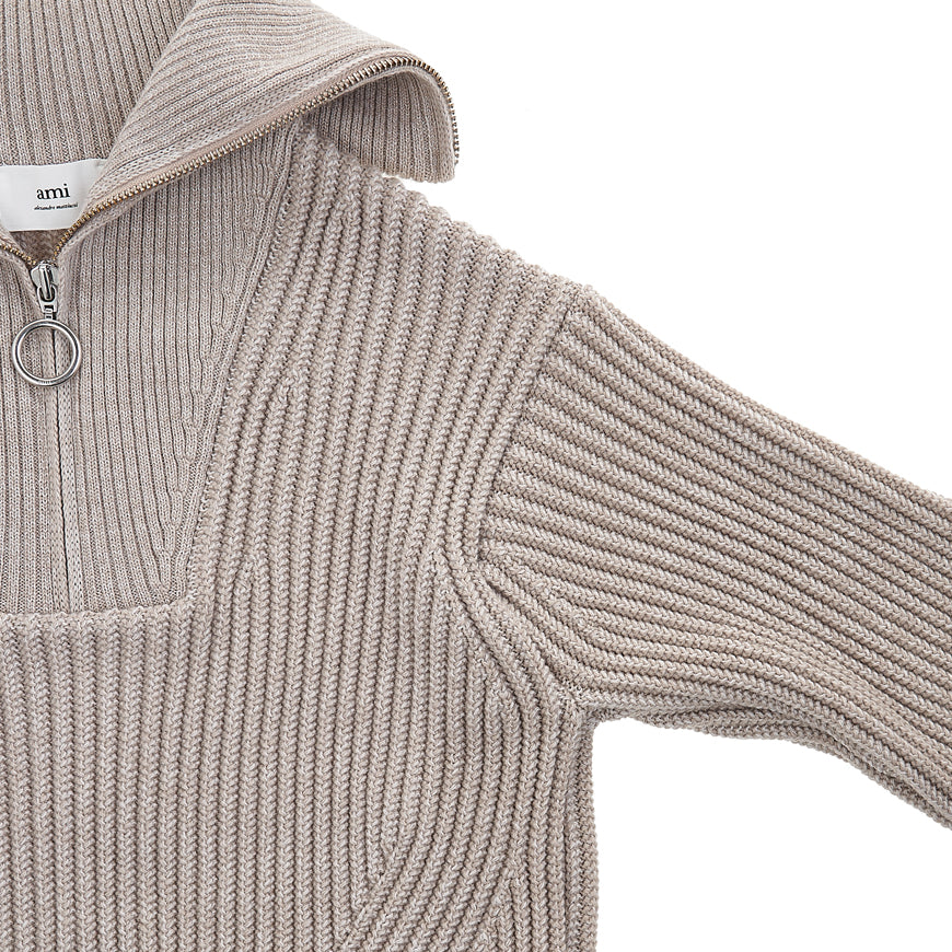 AMI Men's Wool Half Zip Knit Sweater HKS600 027 250 1