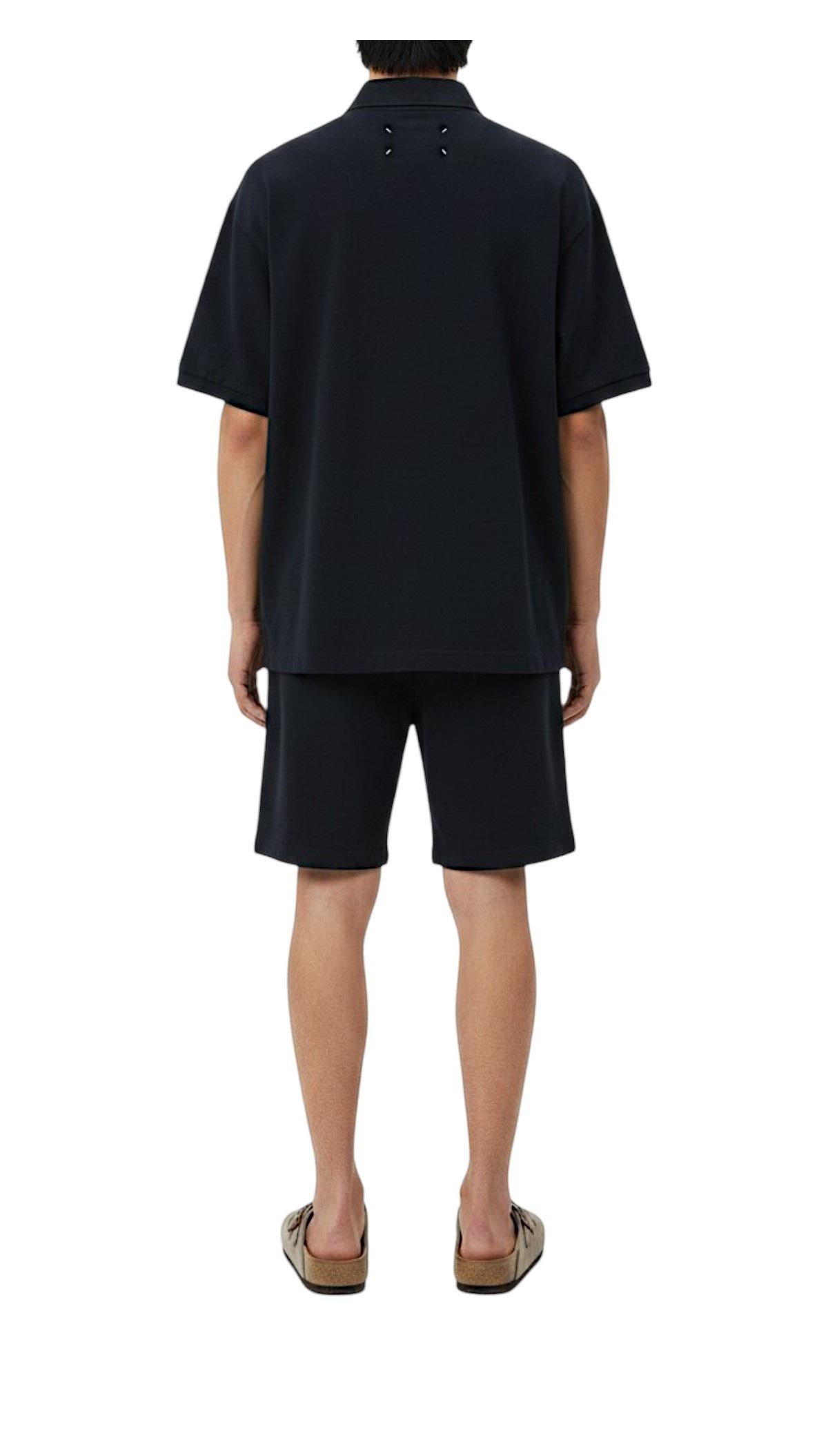 Maison Margiela Black Stitch Logo Stamp Polo Shirt