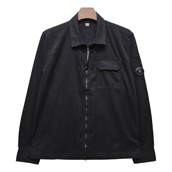 CP Company Black Lens Zip Gabardine Overshirt Jacket