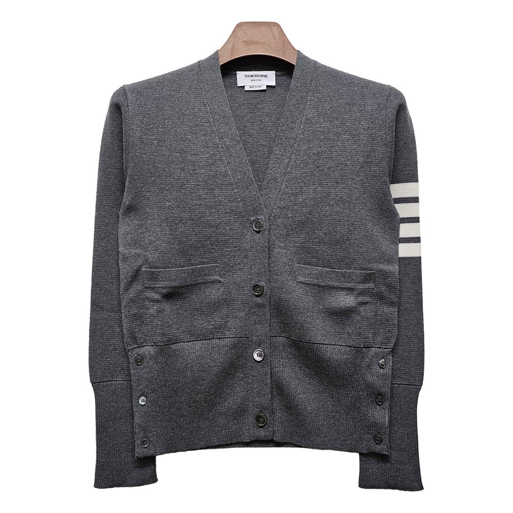 THOM BROWNE Women’s Classic Milano Stitch Wool Cardigan Gray