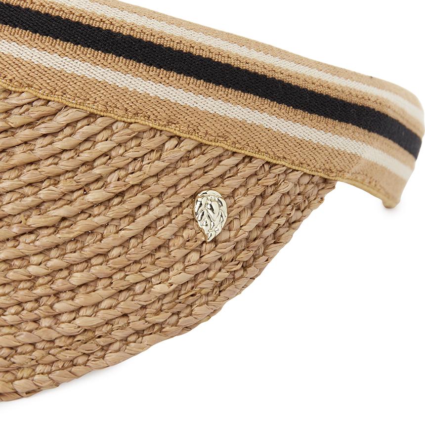 HELEN KAMINSKI Bianca 8 Stripe Women’s Visor Cap HAT52203 NOUGAT BLACK STRIPE