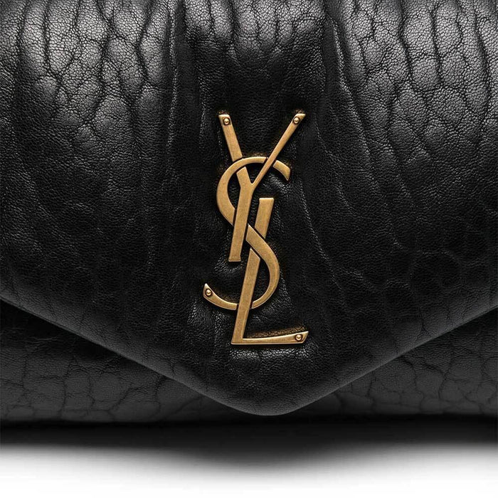 Saint Laurent Calypso Grain Lambskin Shoulder Bag Black