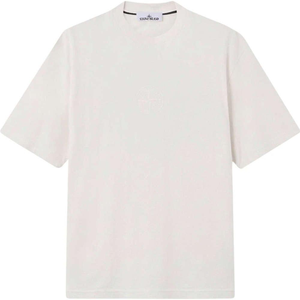 STONE ISLAND Ivory Woven Logo Patch Short Sleeve T-Shirt