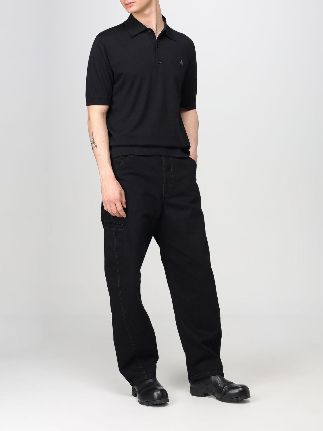 BURBERRY Short Sleeve Polo Shirt Cotton Mens Navy