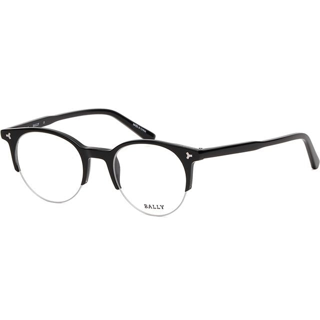 BALLY Round Semi-Rim Eyeglass Frames Unisex Half-Horn Style BY5018 001
