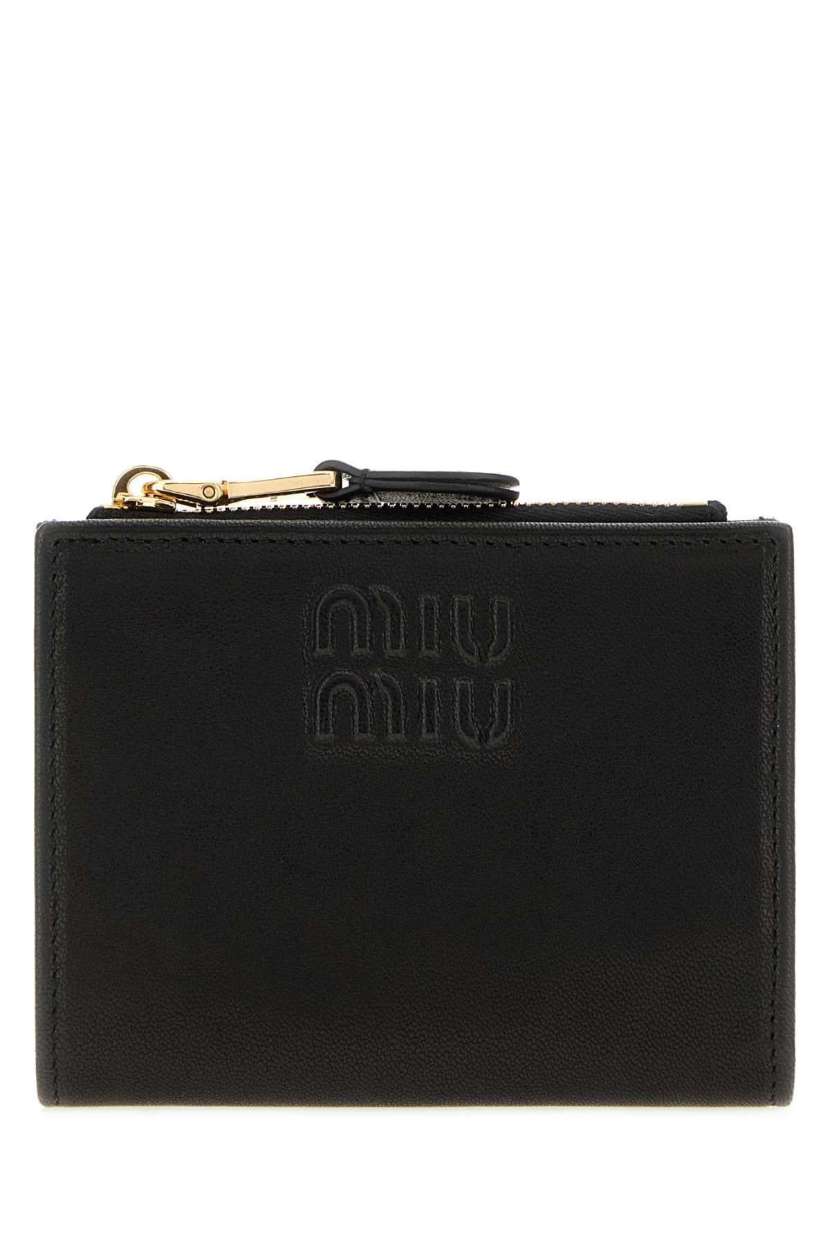 Miu Miu Black Leather Card Holder Wallet