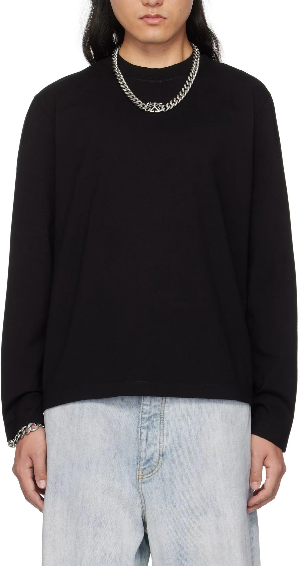 OFF WHITE Black Vibe Arrow Long Sleeve T-Shirt Unisex OMAB086S25JER0031041
