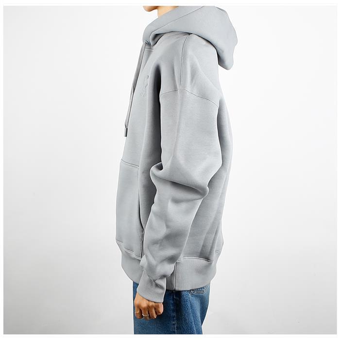 AMI Embossed Heart Logo Hoodie Sweatshirt for Men Navy Cotton