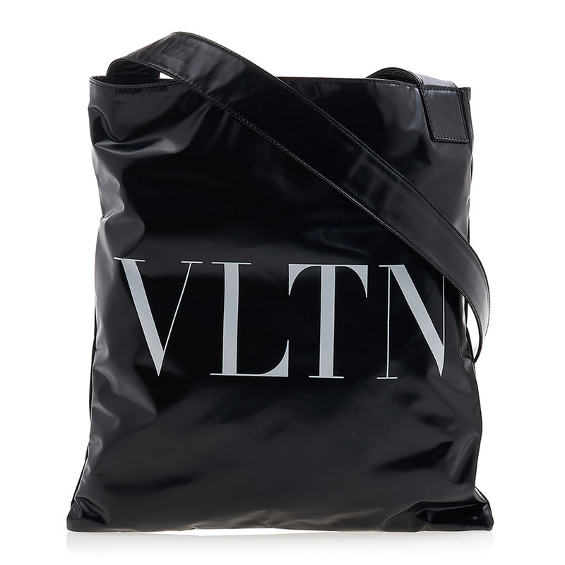 VALENTINO Garavani VLTN Logo Leather Shoulder Bag Black Unisex Crossbody