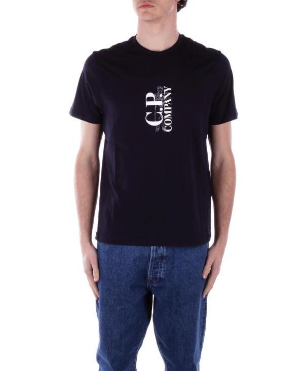 CP Company Jersey Vertical Logo T-Shirt Navy Men’s
