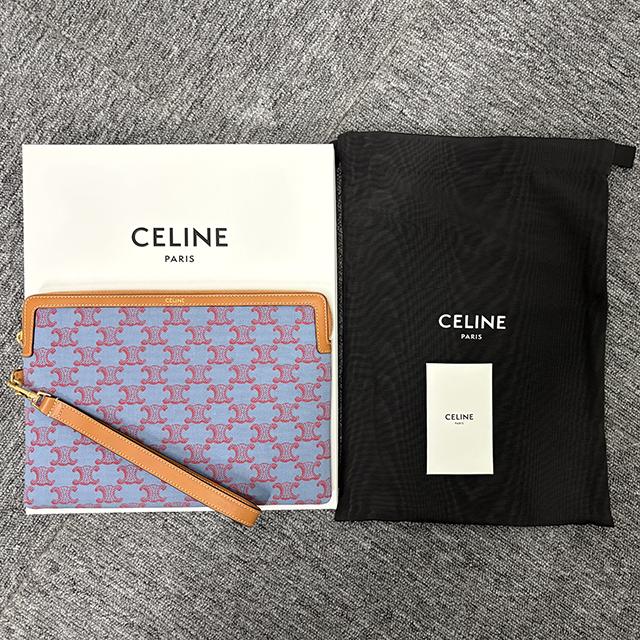 CELINE Triomphe Cuir Small Pouch Clutch Bag 10J503D37 GHU9
