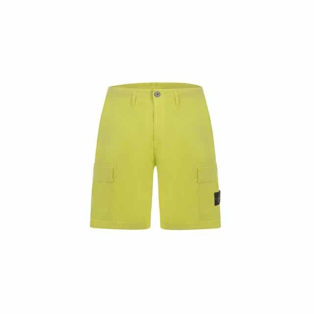 STONE ISLAND Neon Green Woven Cargo Shorts Men