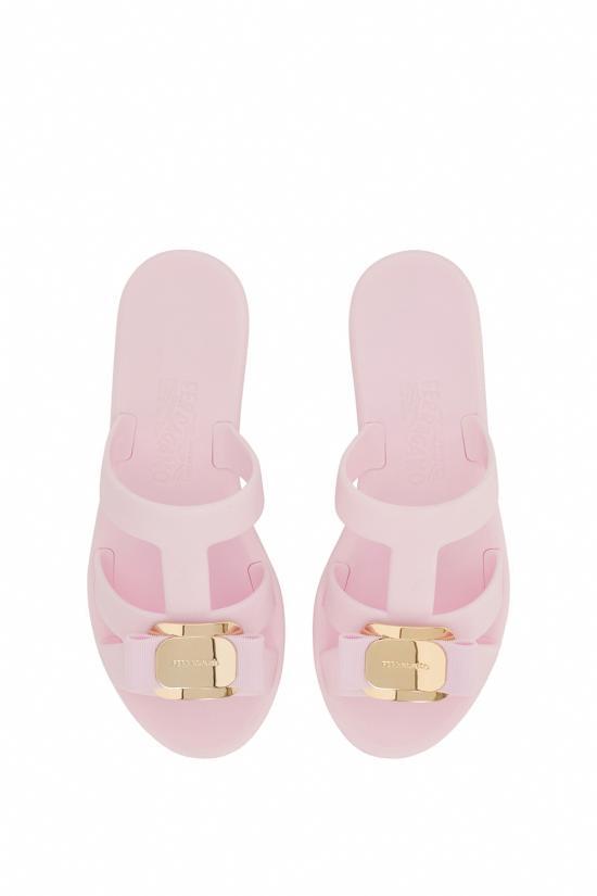 Ferragamo Leather Mule Slide Sandals 01J325779975 LIGHT PINK DOM