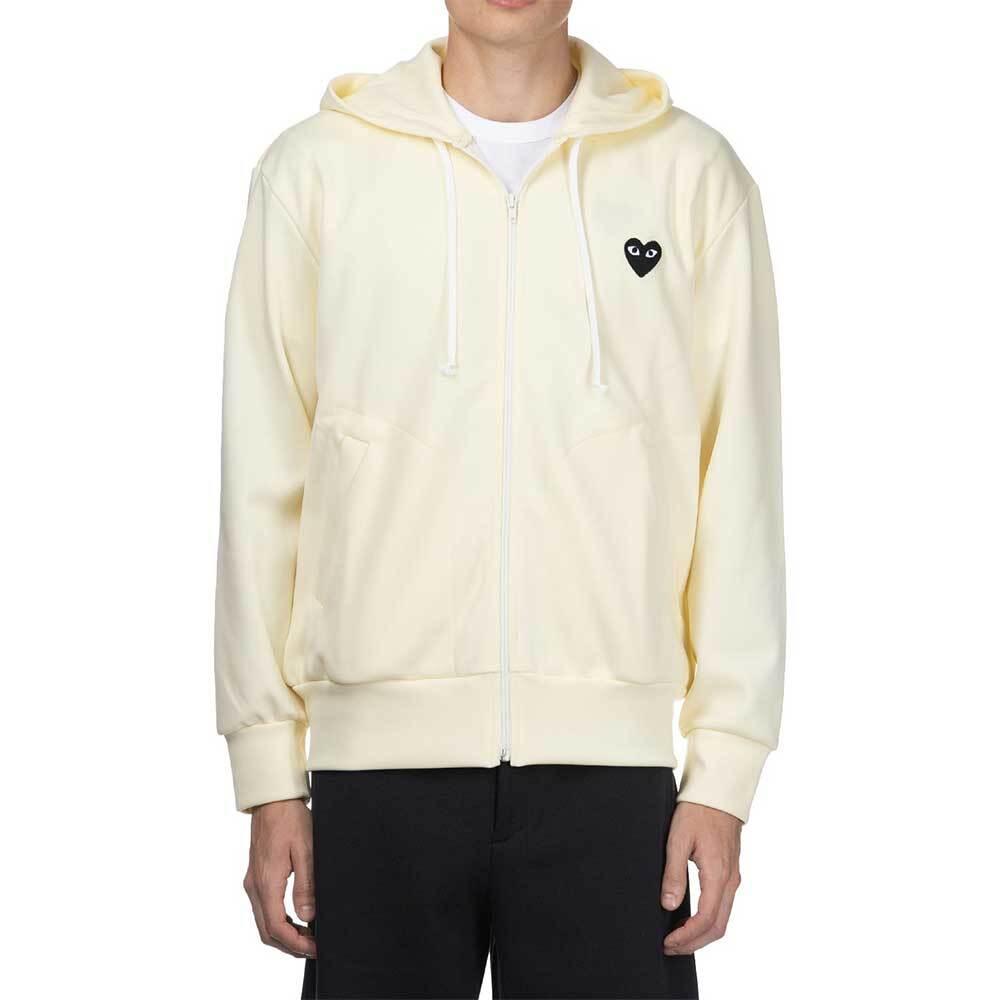 Comme des Garcons Ivory Zip-Up Hoodie Black Heart Unisex
